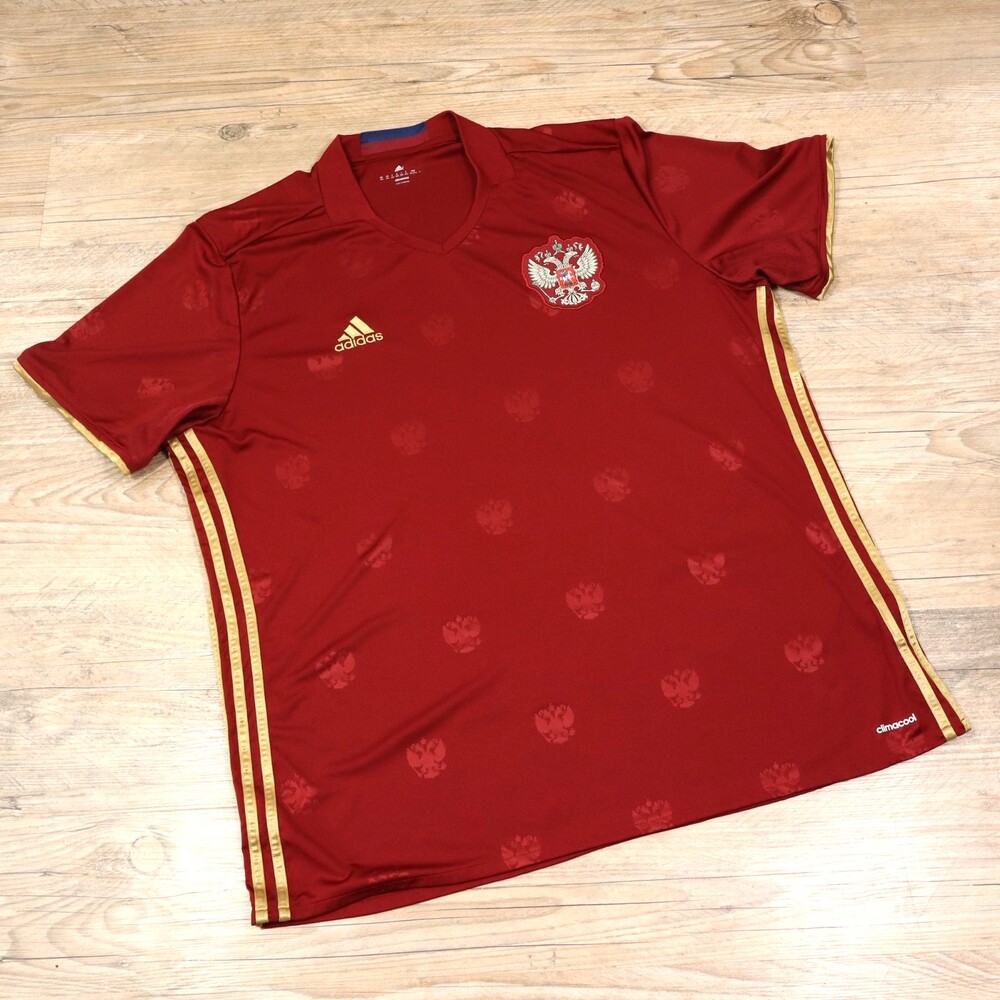 Adidas Russia 2016 2017 Home Soccer Jersey 2XL XXL Burgundy Gold Climacool Footb